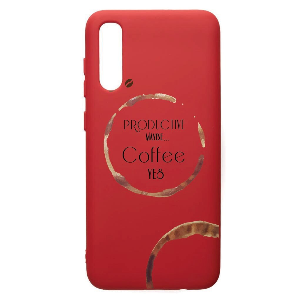 Husa de protectie Samsung Galaxy A30S, Coffee, silicon, cu interiorul din material textil, protectie camera, Red, PR33