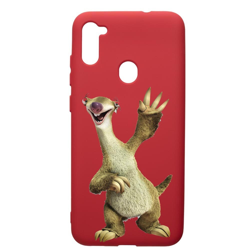 Husa de protectie Samsung Galaxy A11, Ice Age Sid, silicon, cu interiorul din material textil, protectie camera, Red, PR24