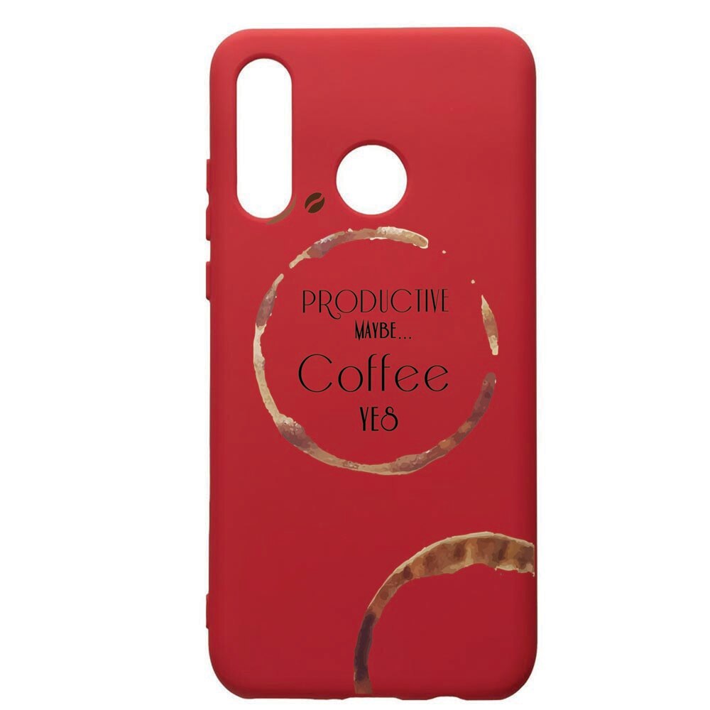 Husa de protectie Huawei P30 Lite, Coffee, silicon, cu interiorul din material textil, protectie camera, Red, PR33