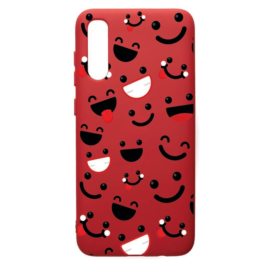 Husa de protectie Samsung Galaxy A70, Emotions, silicon, cu interiorul din material textil, protectie camera, Red, PR32
