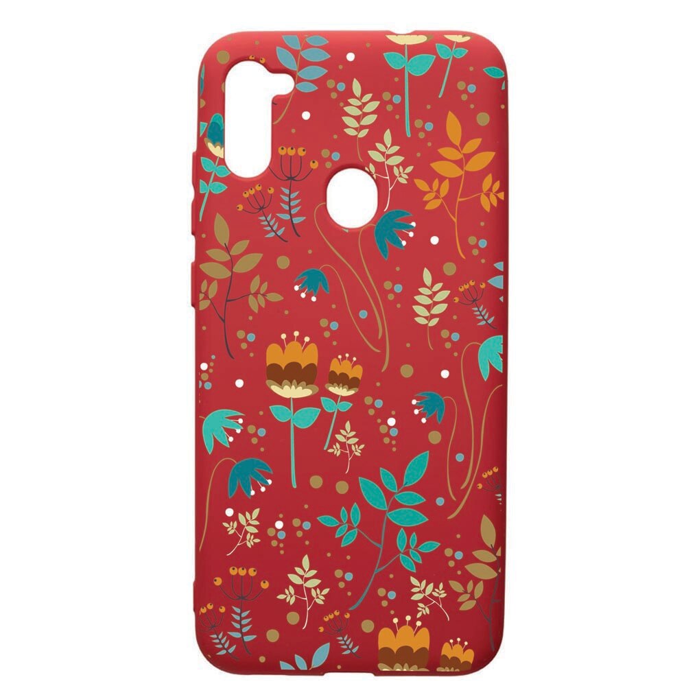 Husa de protectie Samsung Galaxy A11, Spring, silicon, cu interiorul din material textil, protectie camera, Red, PR28