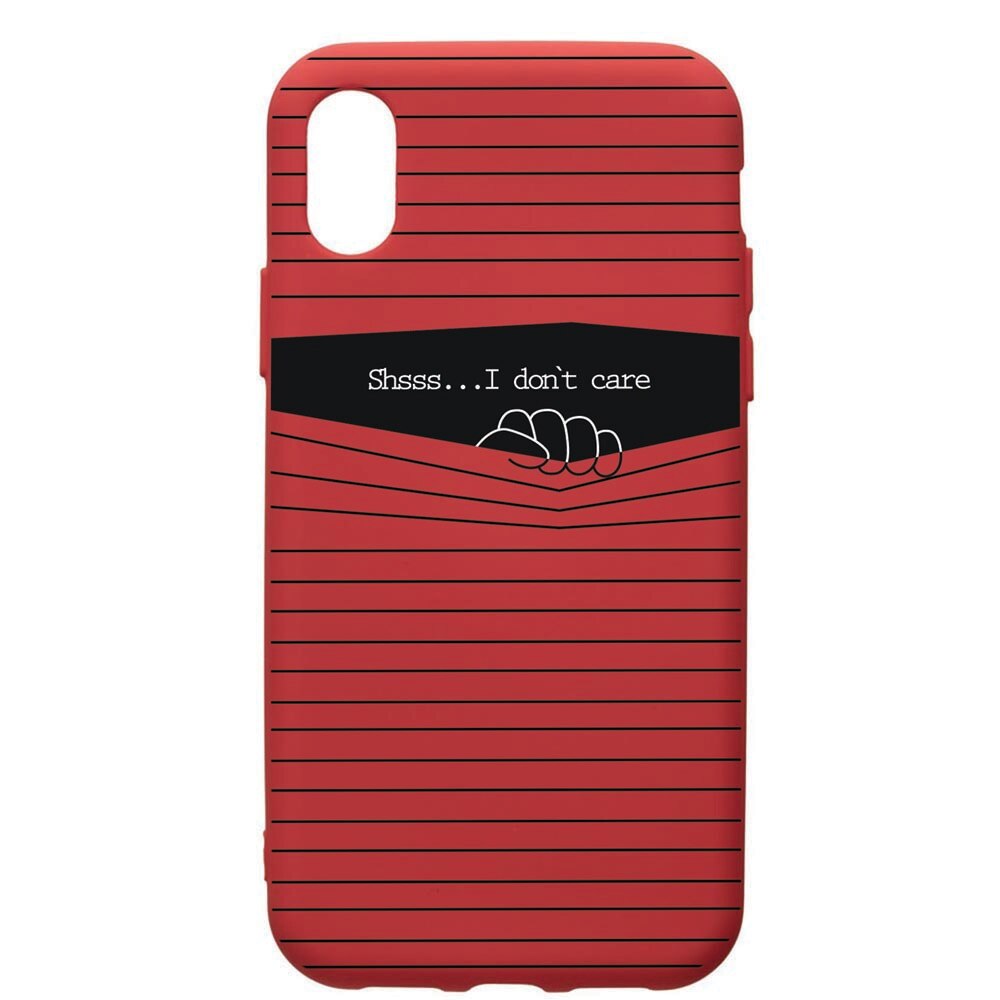 Husa de protectie Huawei Y5 2019, I Dont Care, silicon, cu interiorul din material textil, protectie camera, Red, PR36