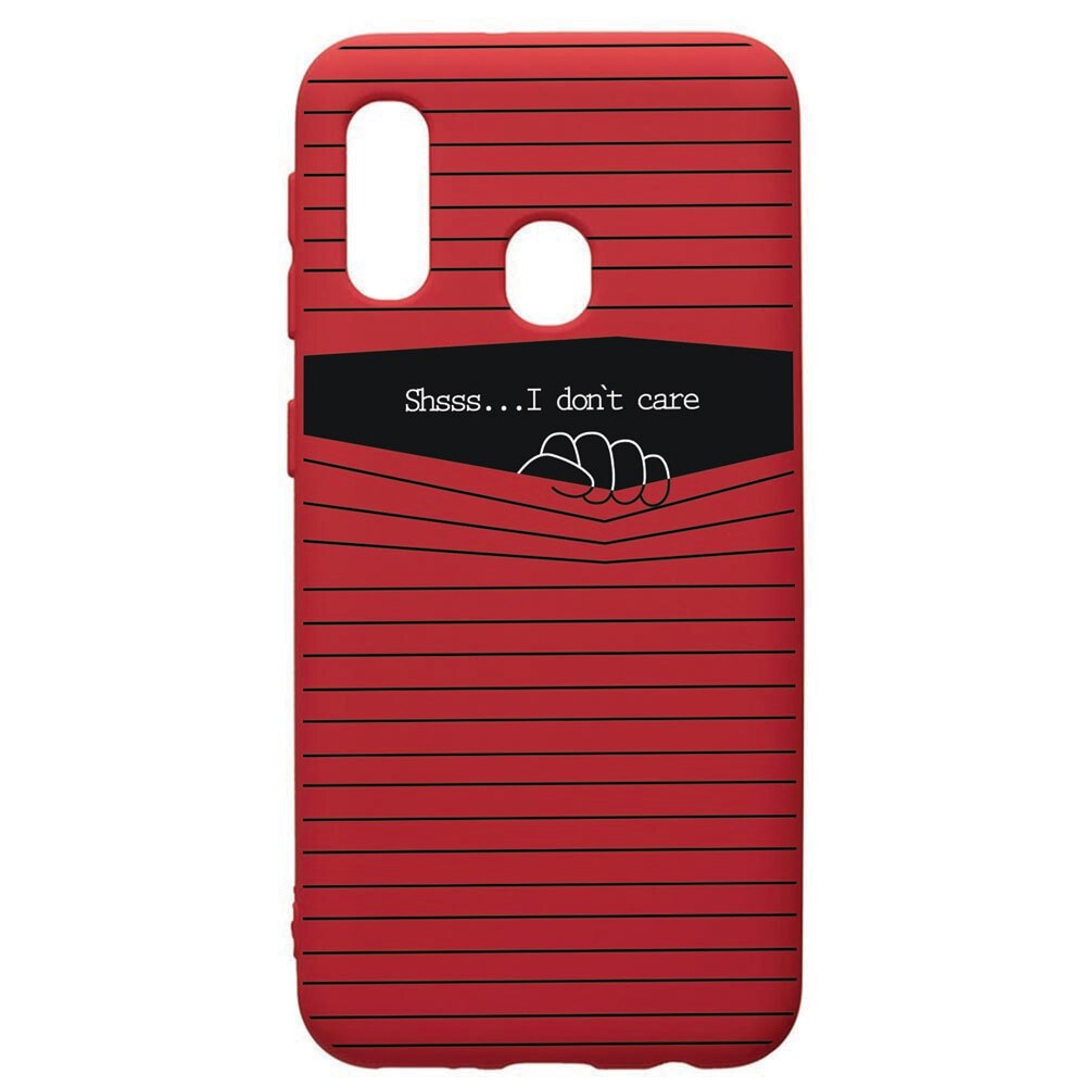 Husa de protectie Samsung Galaxy A40, I Dont Care, silicon, cu interiorul din material textil, protectie camera, Red, PR36