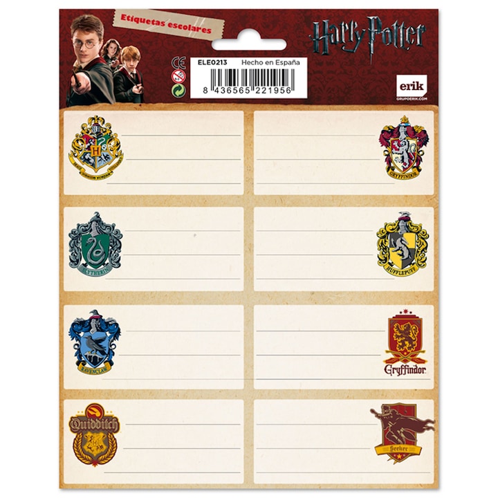 Ученически етикети Harry Potter герб 16 бр. , Многоцветен