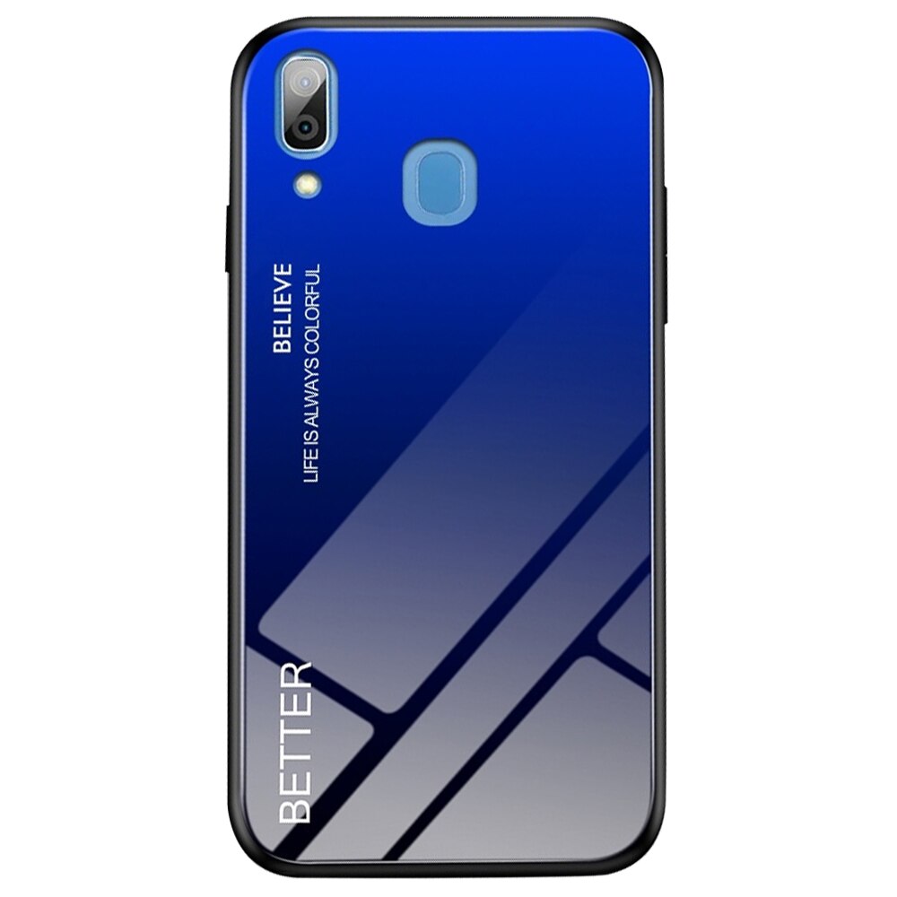 Husa Lemontti Glass Case compatibila cu Samsung Galaxy A30, Black Blue