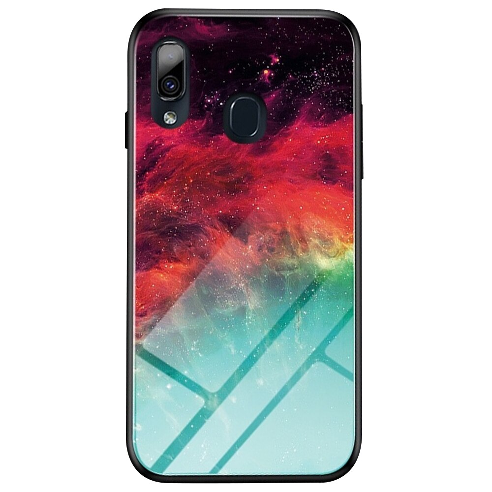 Husa Lemontti Glass Case compatibila cu Samsung Galaxy A20e, Colorful Nebula