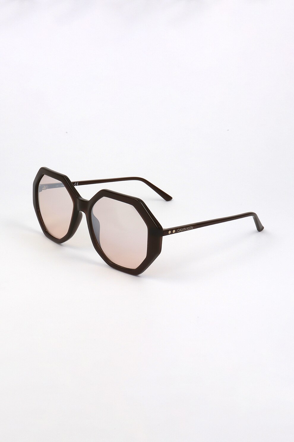 CALVIN KLEIN,Ochelari de soare cu rama geometrica, Maro inchis