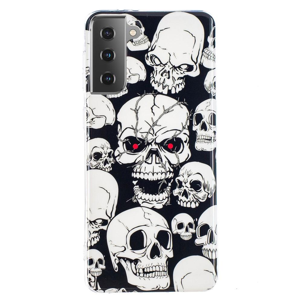 Husa silicon compatibila cu Samsung Galaxy S21 Fosforescent model Skulls, Silicon, TPU Viceversa Multicolor