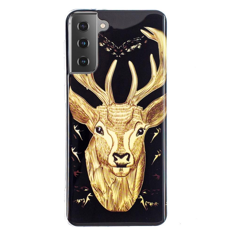 Husa silicon compatibila cu Samsung Galaxy S21 Fosforescent model Deer, Silicon, TPU Viceversa Multicolor