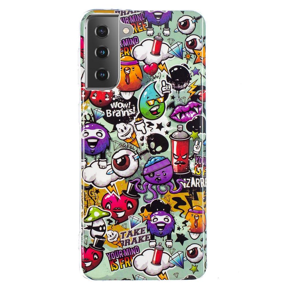 Husa silicon compatibila cu Samsung Galaxy S21 Fosforescent model Graffity, Silicon, TPU Viceversa Multicolor