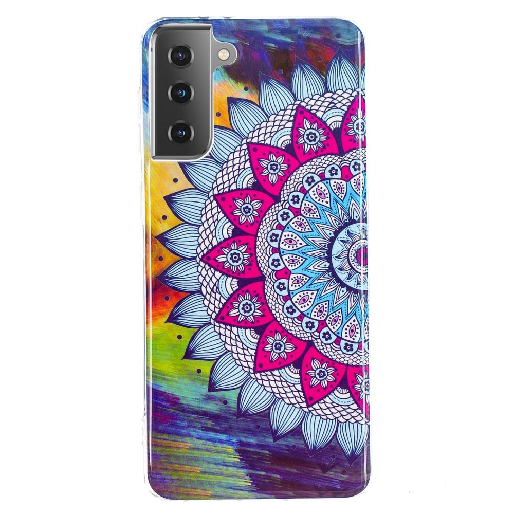 Husa silicon compatibila cu Samsung Galaxy S21 Fosforescent model Mandala, Silicon, TPU Viceversa Multicolor