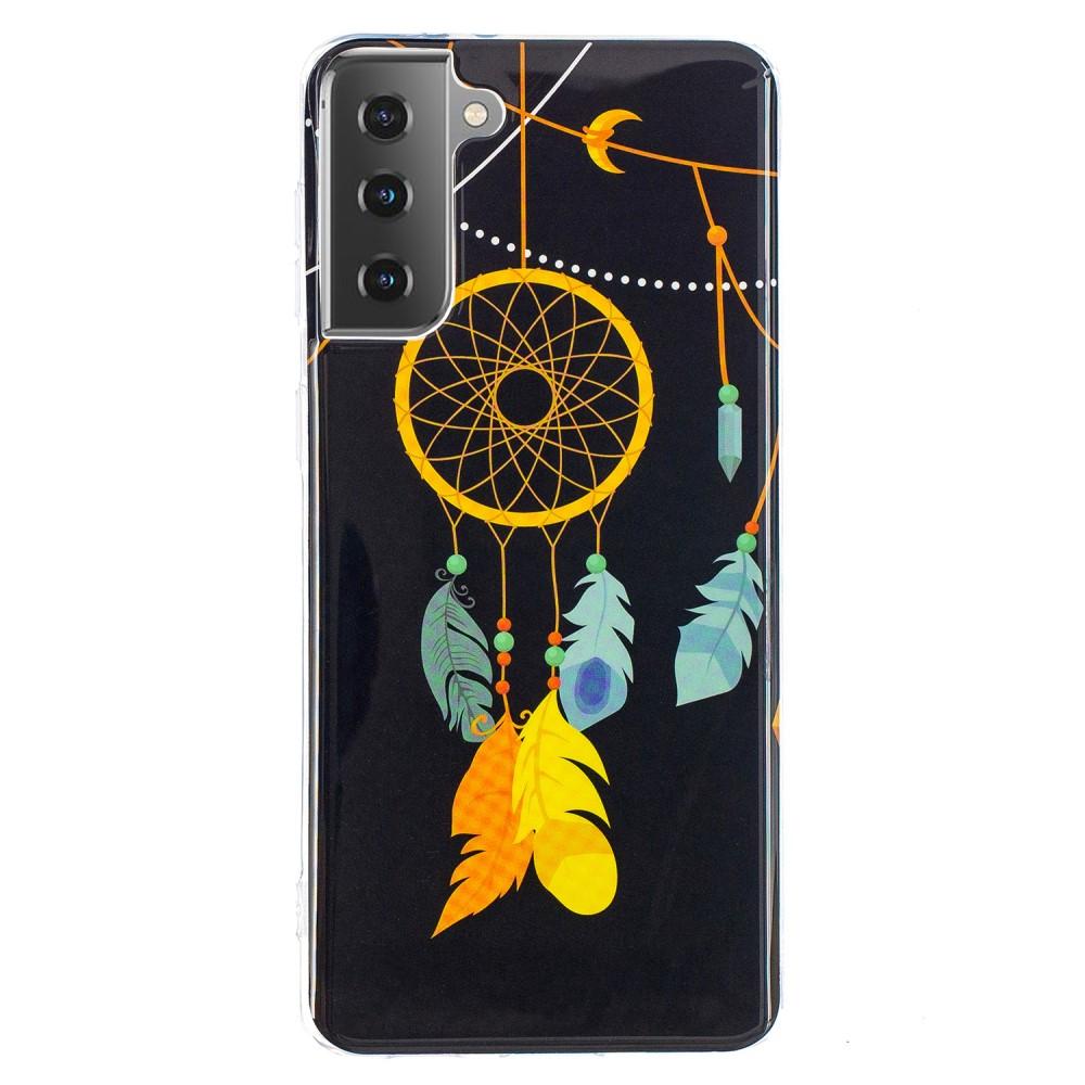 Husa silicon compatibila cu Samsung Galaxy S21 Fosforescent model Feather Dreamcatcher, Silicon, TPU Viceversa Multicolor