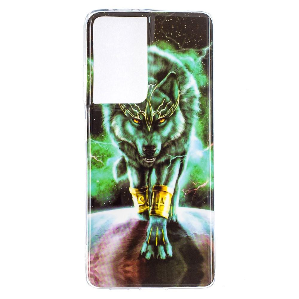 Husa silicon compatibila cu Samsung Galaxy S21 Ultra Fosforescent model Mythic Wolf, Silicon, TPU Viceversa