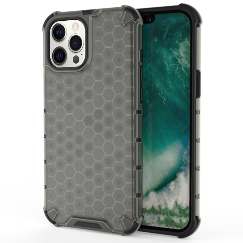 Husa Lemontti Honeycomb compatibila cu iPhone 12 Pro Max, Grey