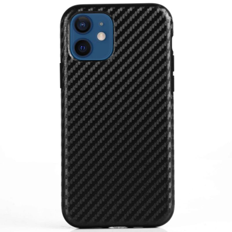 Husa Lemontti Carbon Fiber compatibila cu iPhone 12 Mini, Black