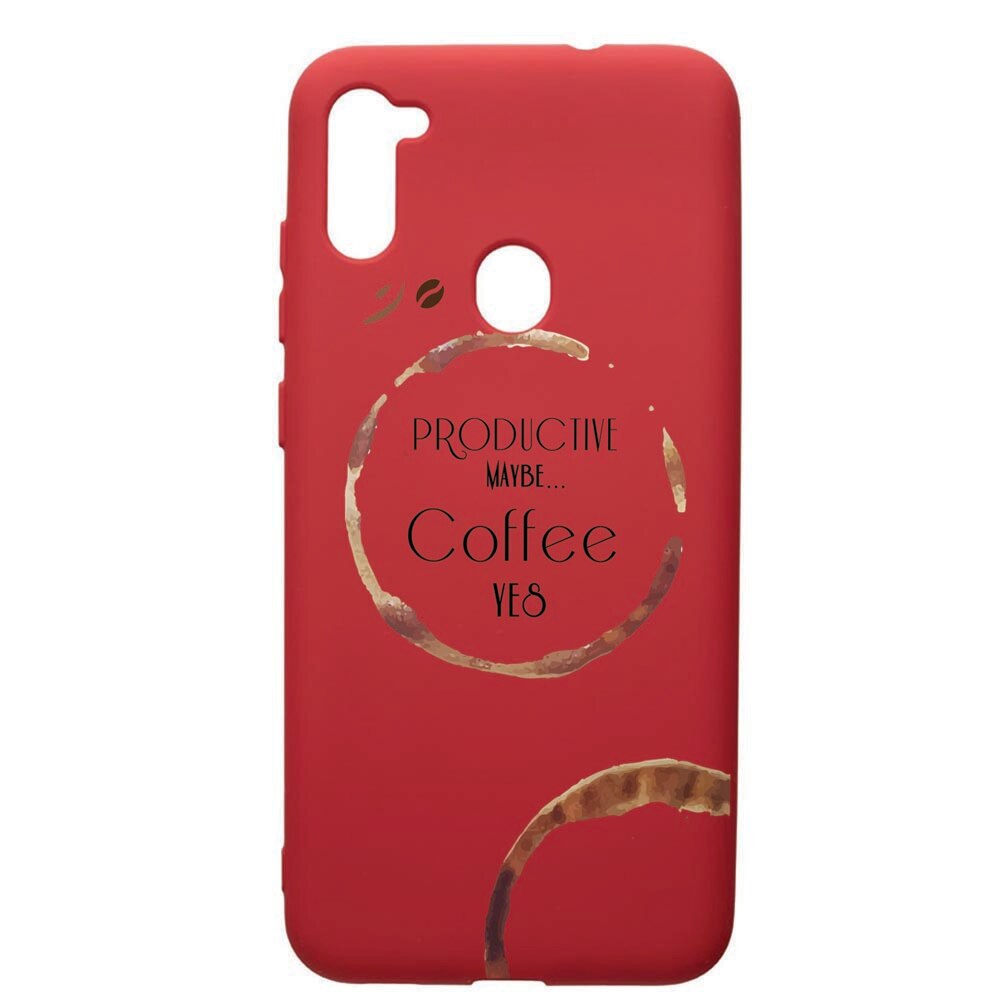 Husa de protectie Samsung Galaxy A11, Coffee, silicon, cu interiorul din material textil, protectie camera, Red, PR33