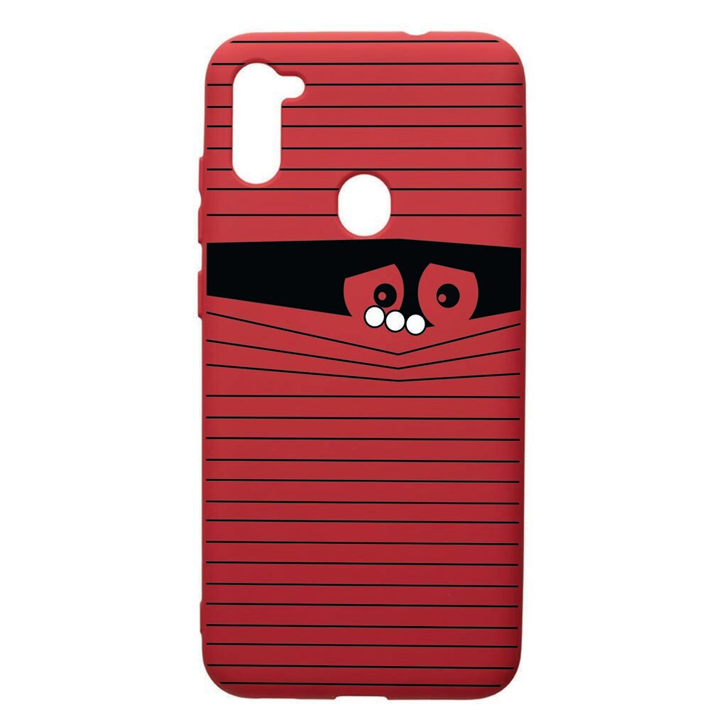 Husa de protectie Samsung Galaxy A11, Look Back, silicon, cu interiorul din material textil, protectie camera, Red, PR38