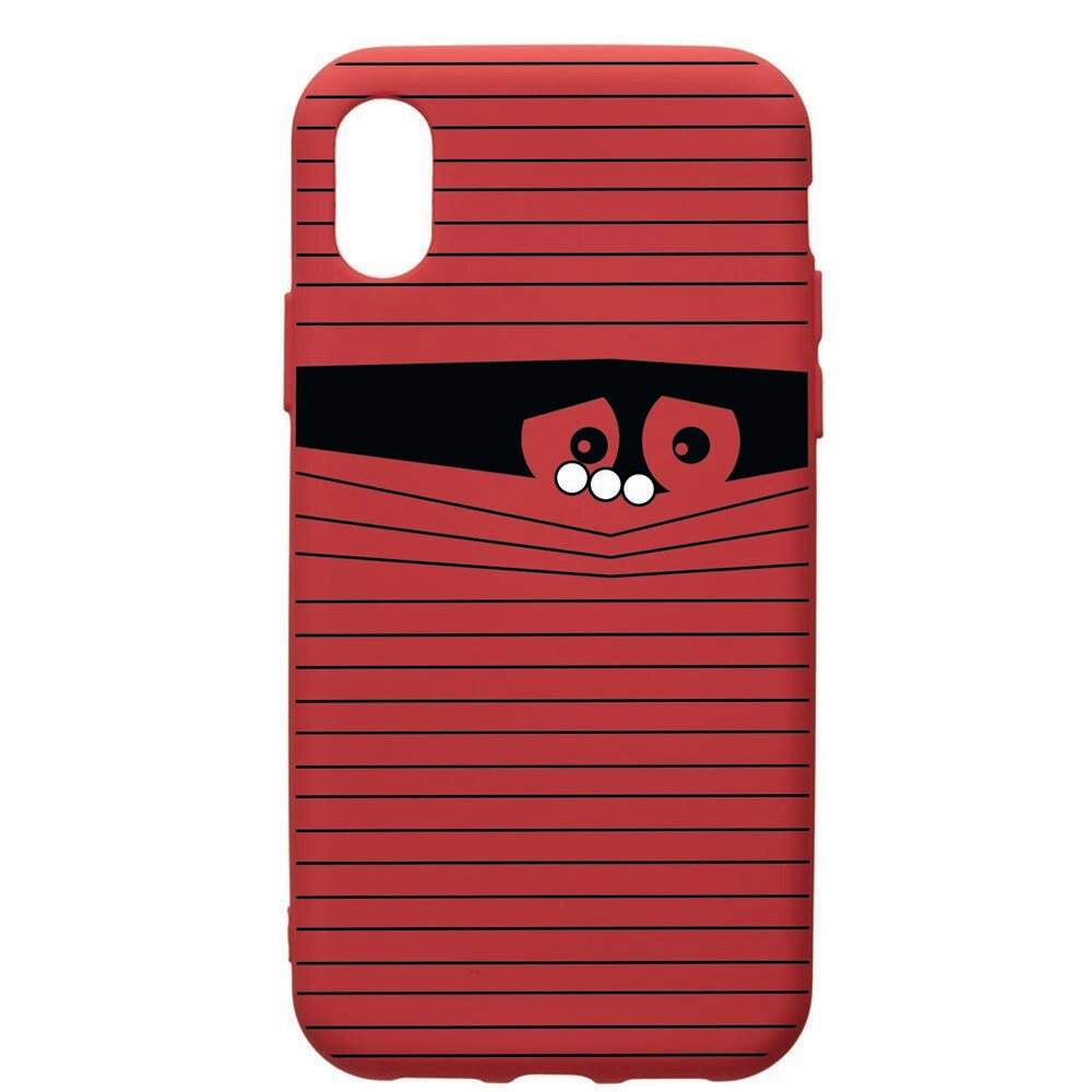 Husa de protectie Apple iPhone XS / iPhone X, Look Back, silicon, cu interiorul din material textil, protectie camera, Red, PR38