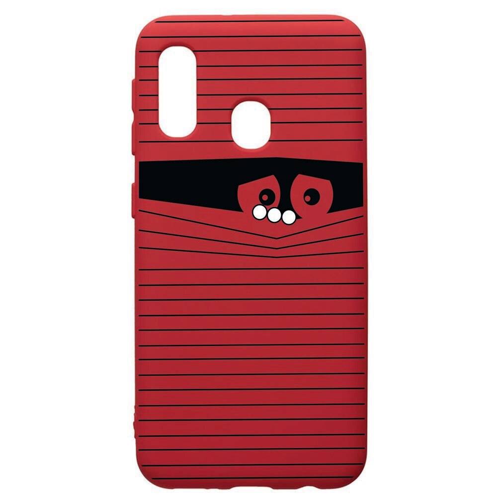 Husa de protectie Samsung Galaxy A20E, Look Back, silicon, cu interiorul din material textil, protectie camera, Red, PR38