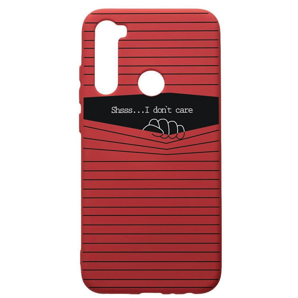 Husa de protectie Xiaomi Redmi Note 8, I Dont Care, silicon, cu interiorul din material textil, protectie camera, Red, PR36