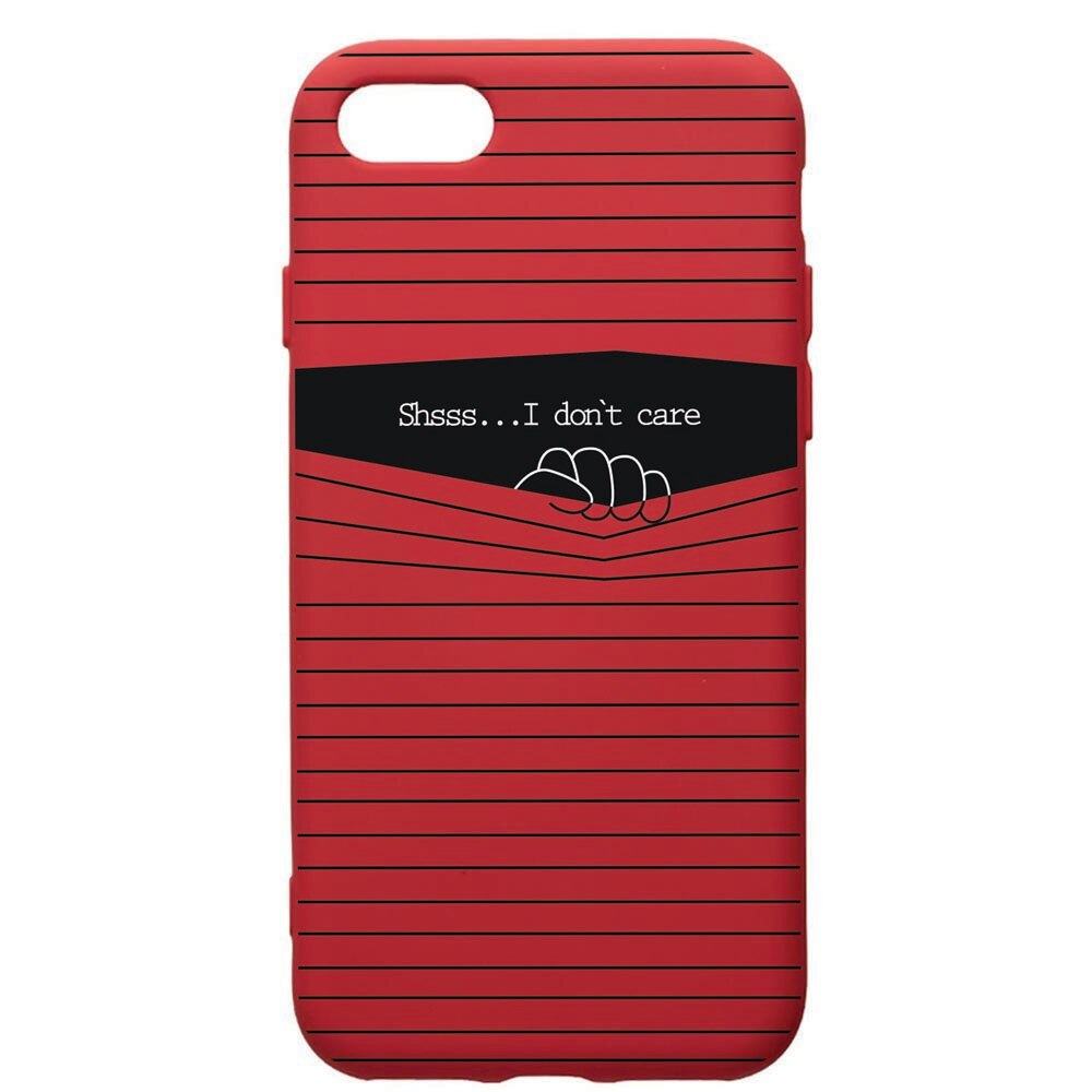 Husa de protectie Apple iPhone 8 Plus / iPhone 7 Plus, I Dont Care, silicon, cu interiorul din material textil, protectie camera, Red, PR36