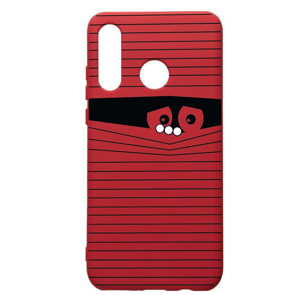 Husa de protectie Huawei P30 Lite, Look Back, silicon, cu interiorul din material textil, protectie camera, Red, PR38