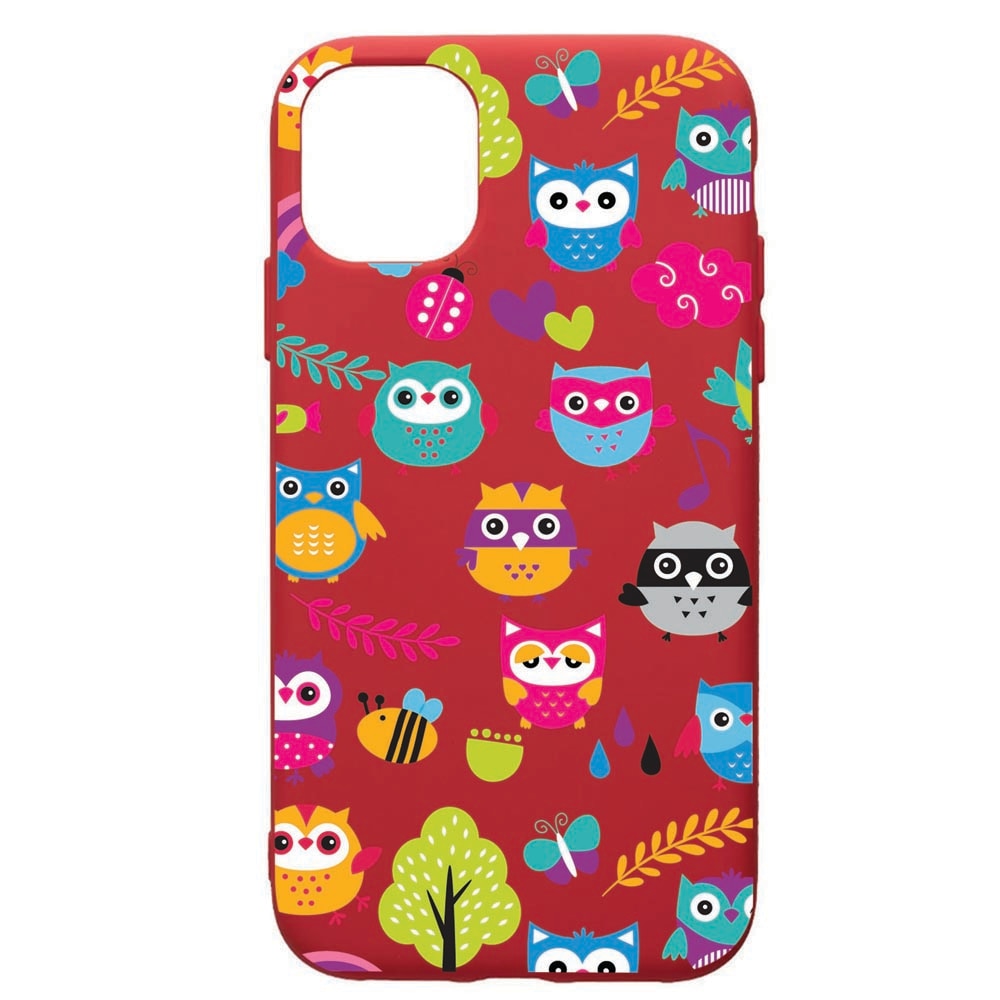 Husa de protectie Apple iPhone 11 Pro, OWL, silicon, cu interiorul din material textil, protectie camera, Red, PR43