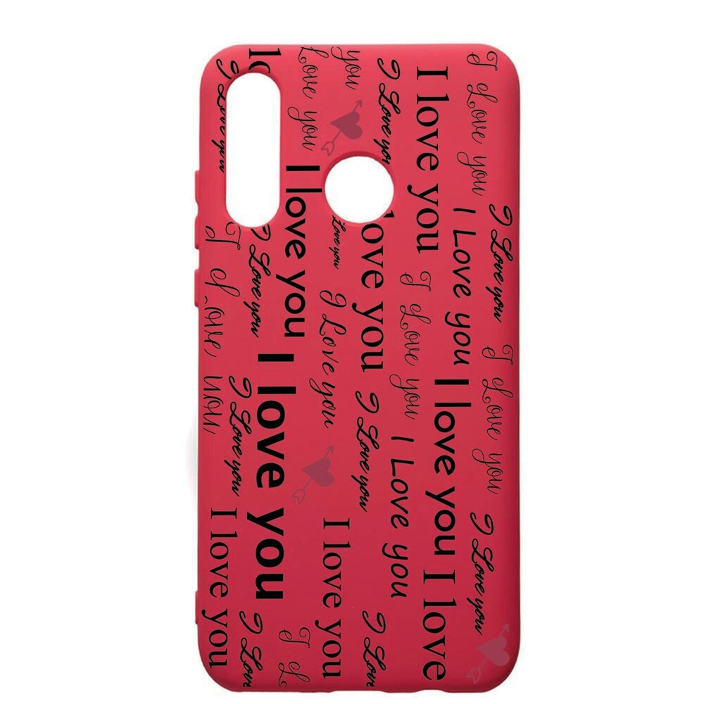 Husa de protectie Huawei P30 Lite, Love You, silicon, cu interiorul din material textil, protectie camera, Maroon, PM40