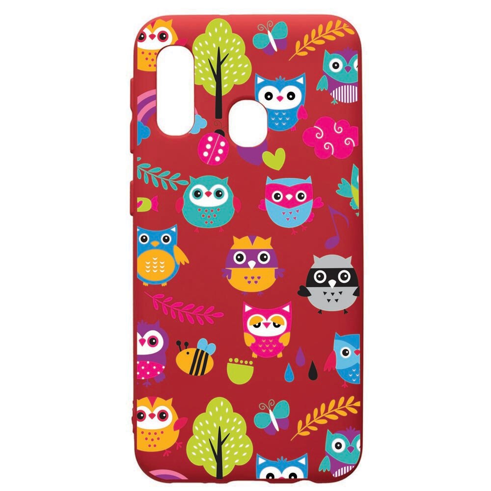 Husa de protectie Samsung Galaxy A20E, OWL, silicon, cu interiorul din material textil, protectie camera, Red, PR43