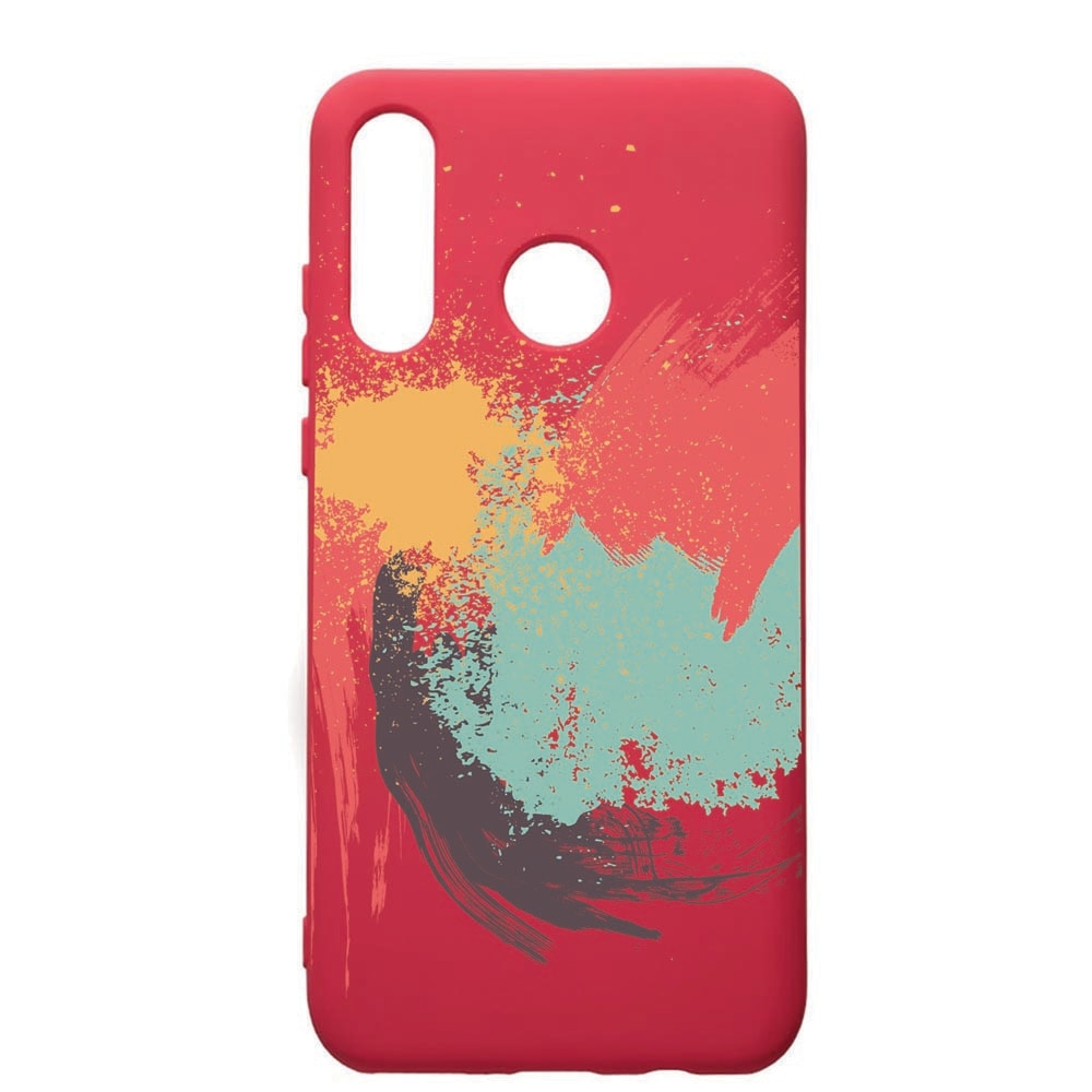 Husa de protectie Huawei P30 Lite, Paiting, silicon, cu interiorul din material textil, protectie camera, Maroon, PM44