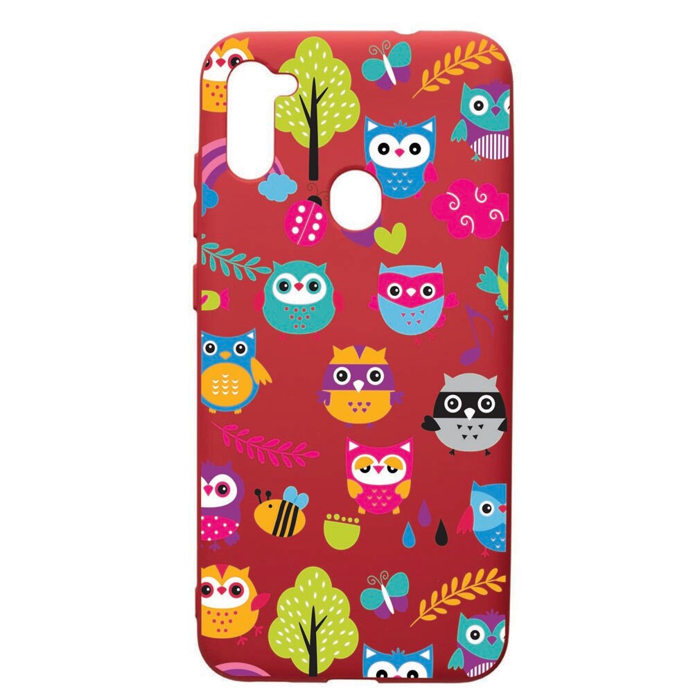 Husa de protectie Samsung Galaxy A11, OWL, silicon, cu interiorul din material textil, protectie camera, Red, PR43