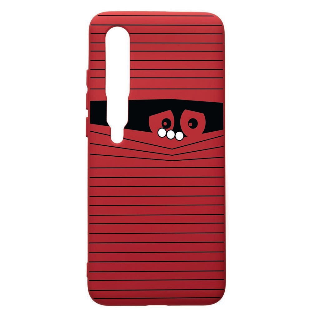 Husa de protectie Xiaomi Mi 10 / Mi 10 Pro, Look Back, silicon, cu interiorul din material textil, protectie camera, Red, PR38