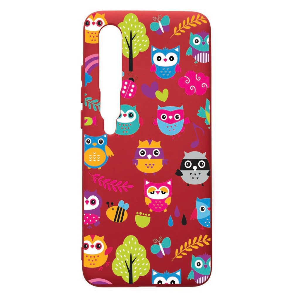 Husa de protectie Xiaomi Mi 10 / Mi 10 Pro, OWL, silicon, cu interiorul din material textil, protectie camera, Red, PR43