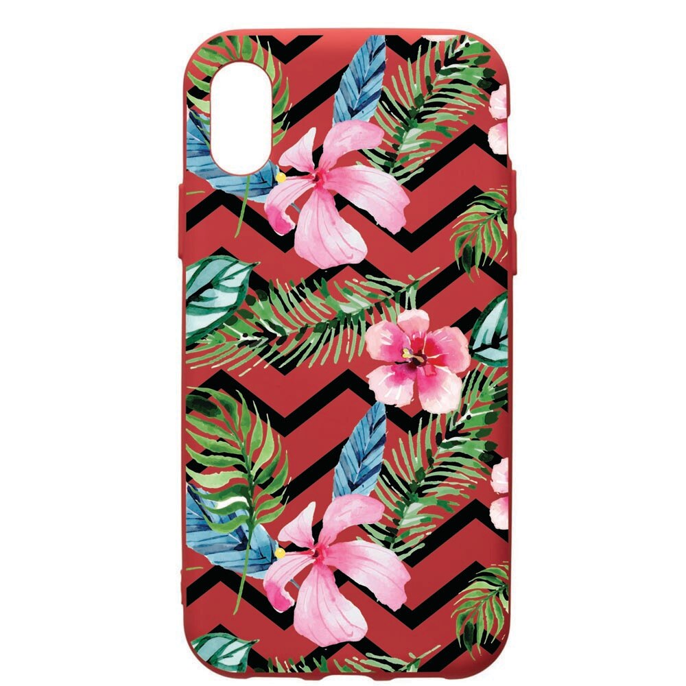 Husa de protectie Samsung Galaxy A10, Tropical, silicon, cu interiorul din material textil, protectie camera, Red, PR49