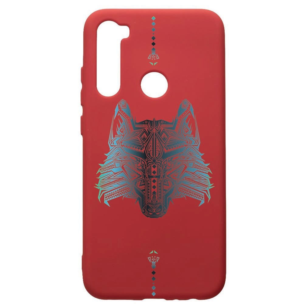 Husa de protectie Xiaomi Redmi Note 8, Wolf, silicon, cu interiorul din material textil, protectie camera, Red, PR50