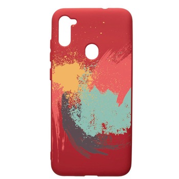 Husa de protectie Samsung Galaxy A11, Paiting, silicon, cu interiorul din material textil, protectie camera, Red, PR44 Husa de protectie Samsung Galaxy A11, Paiting, silicon, cu interiorul din material textil, protectie camera, Red, PR44