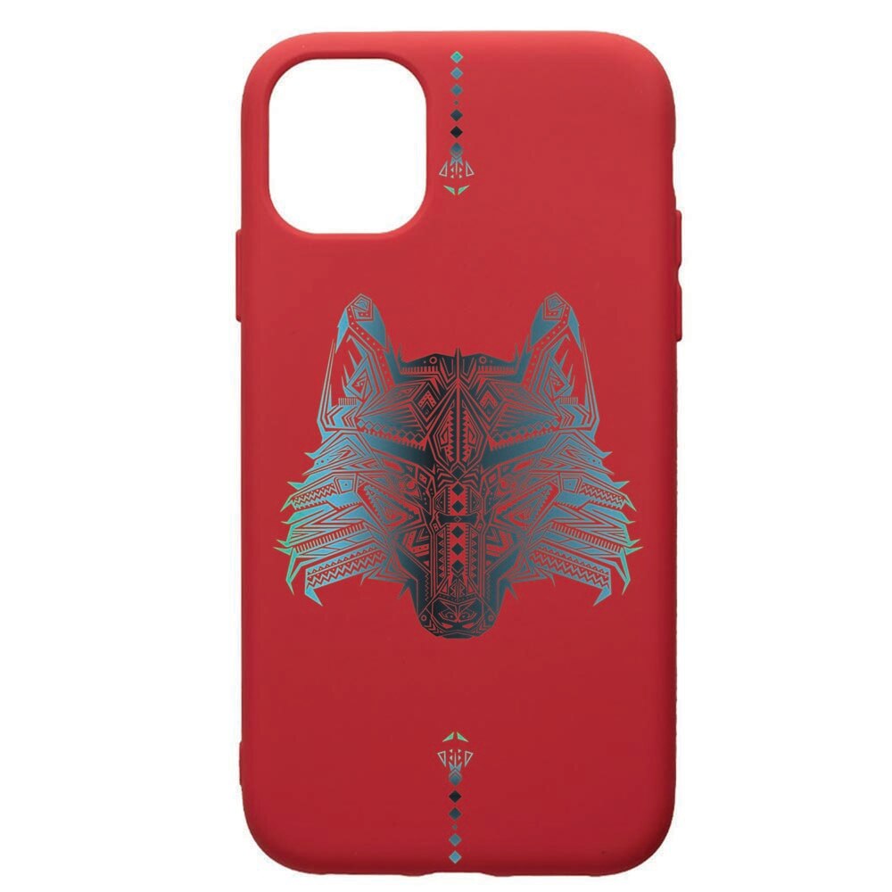 Husa de protectie Apple iPhone 11, Wolf, silicon, cu interiorul din material textil, protectie camera, Red, PR50