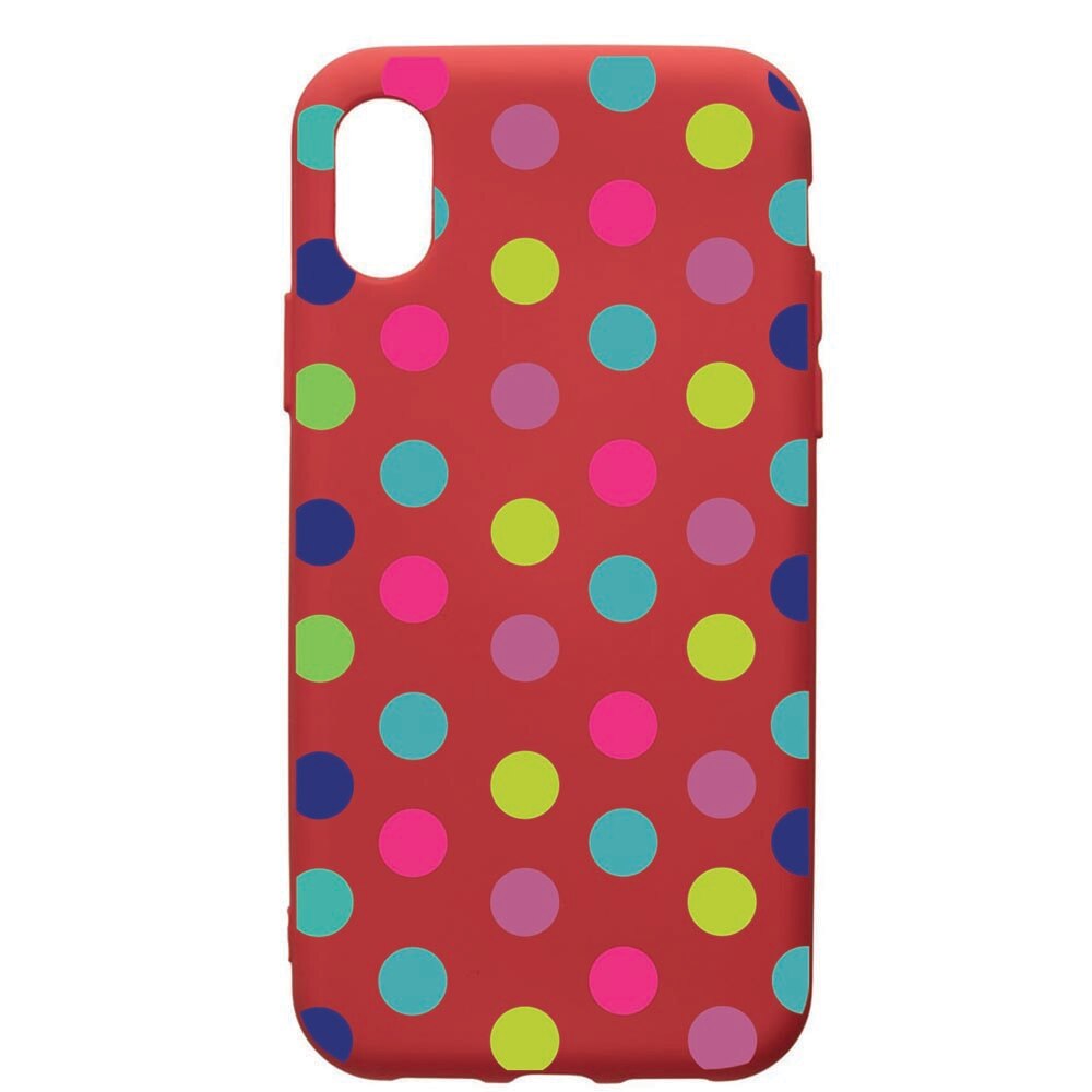 Husa de protectie Huawei Y6 2019, Dots Color, silicon, cu interiorul din material textil, protectie camera, Red, PR61