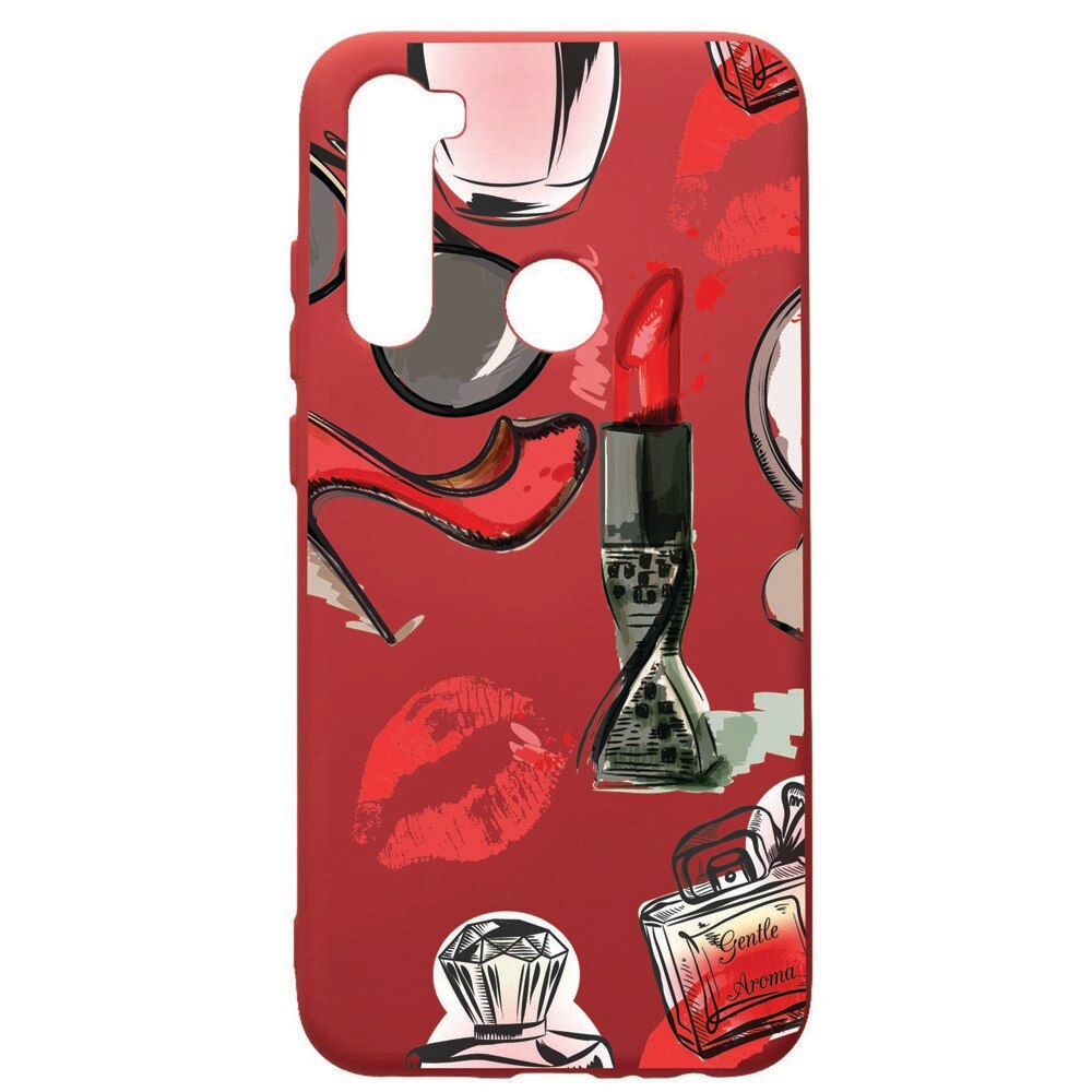 Husa de protectie Xiaomi Redmi Note 8, Fashion, silicon, cu interiorul din material textil, protectie camera, Red, PR54