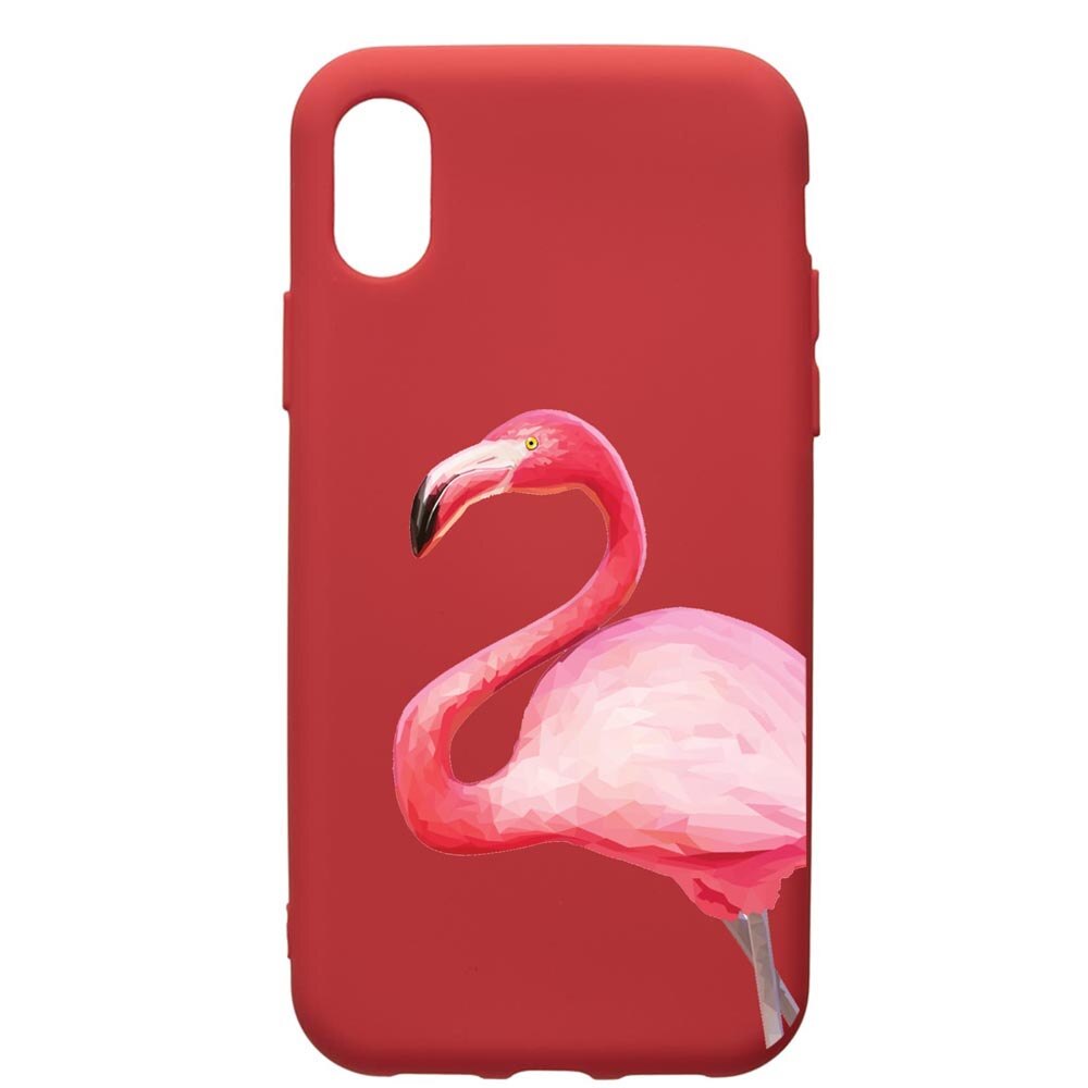 Husa de protectie Xiaomi Redmi 7A, Flamingo, silicon, cu interiorul din material textil, protectie camera, Red, PR55