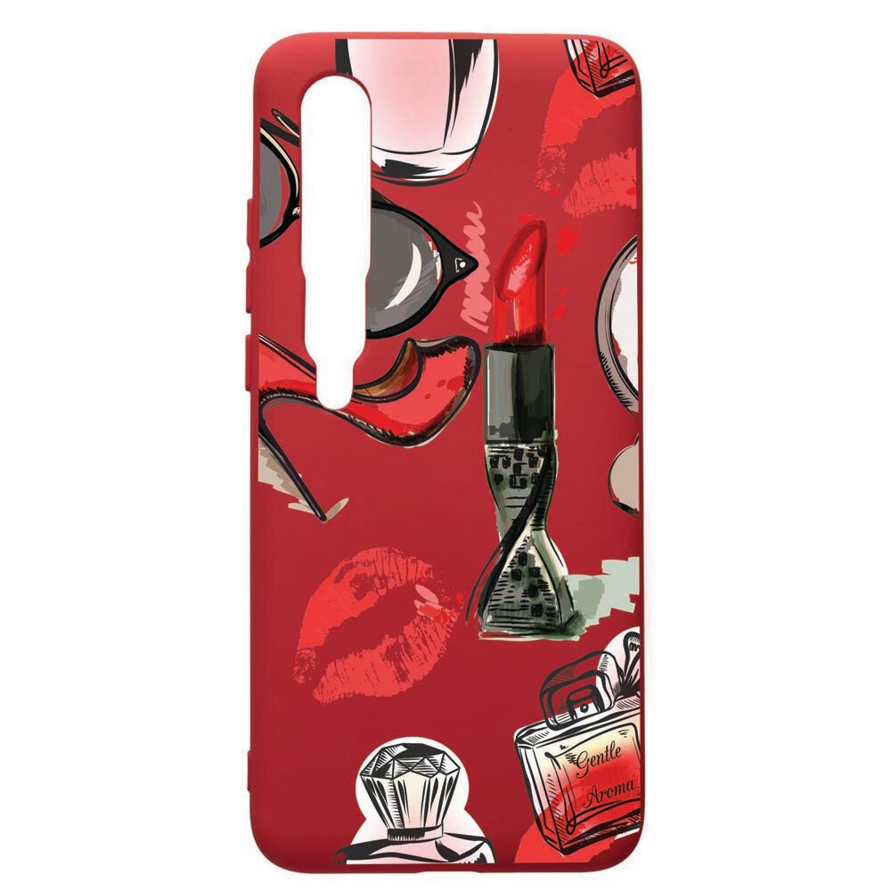 Husa de protectie Xiaomi Mi 10 / Mi 10 Pro, Fashion, silicon, cu interiorul din material textil, protectie camera, Red, PR54