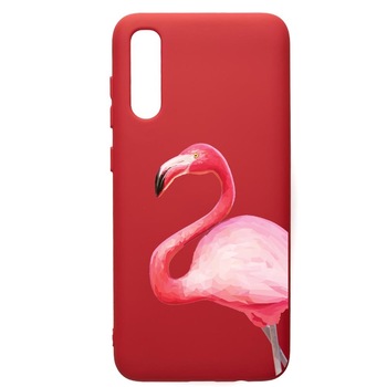 Husa de protectie Samsung Galaxy A70, Flamingo, silicon, cu interiorul din material textil, protectie camera, Red, PR55 Husa de protectie Samsung Galaxy A70, Flamingo, silicon, cu interiorul din material textil, protectie camera, Red, PR55