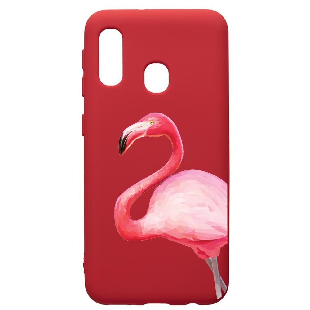 Husa de protectie Samsung Galaxy A20E, Flamingo, silicon, cu interiorul din material textil, protectie camera, Red, PR55