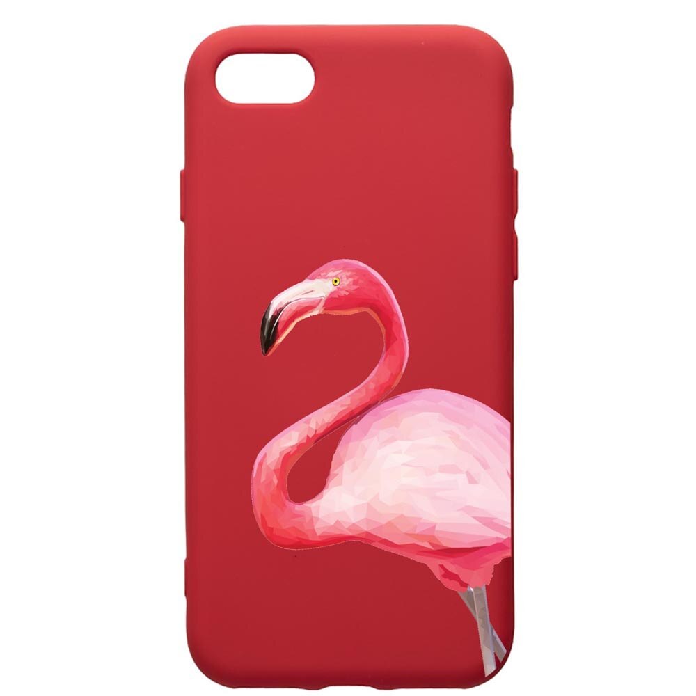 Husa de protectie Apple iPhone 8 Plus / iPhone 7 Plus, Flamingo, silicon, cu interiorul din material textil, protectie camera, Red, PR55