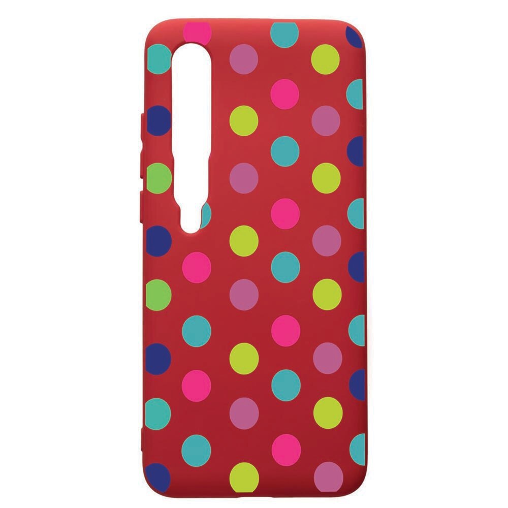 Husa de protectie Xiaomi Mi 10 / Mi 10 Pro, Dots Color, silicon, cu interiorul din material textil, protectie camera, Red, PR61