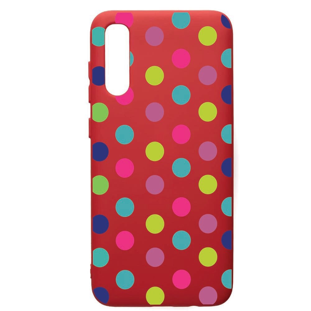 Husa de protectie Samsung Galaxy A30S, Dots Color, silicon, cu interiorul din material textil, protectie camera, Red, PR61