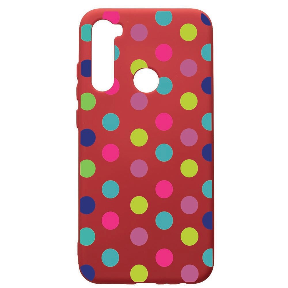 Husa de protectie Xiaomi Redmi Note 8, Dots Color, silicon, cu interiorul din material textil, protectie camera, Red, PR61