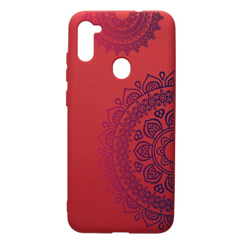 Husa de protectie Samsung Galaxy A11, Lace Color, silicon, cu interiorul din material textil, protectie camera, Red, PR63