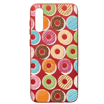 Husa de protectie Samsung Galaxy A70, Donut, silicon, cu interiorul din material textil, protectie camera, Red, PR66 Husa de protectie Samsung Galaxy A70, Donut, silicon, cu interiorul din material textil, protectie camera, Red, PR66