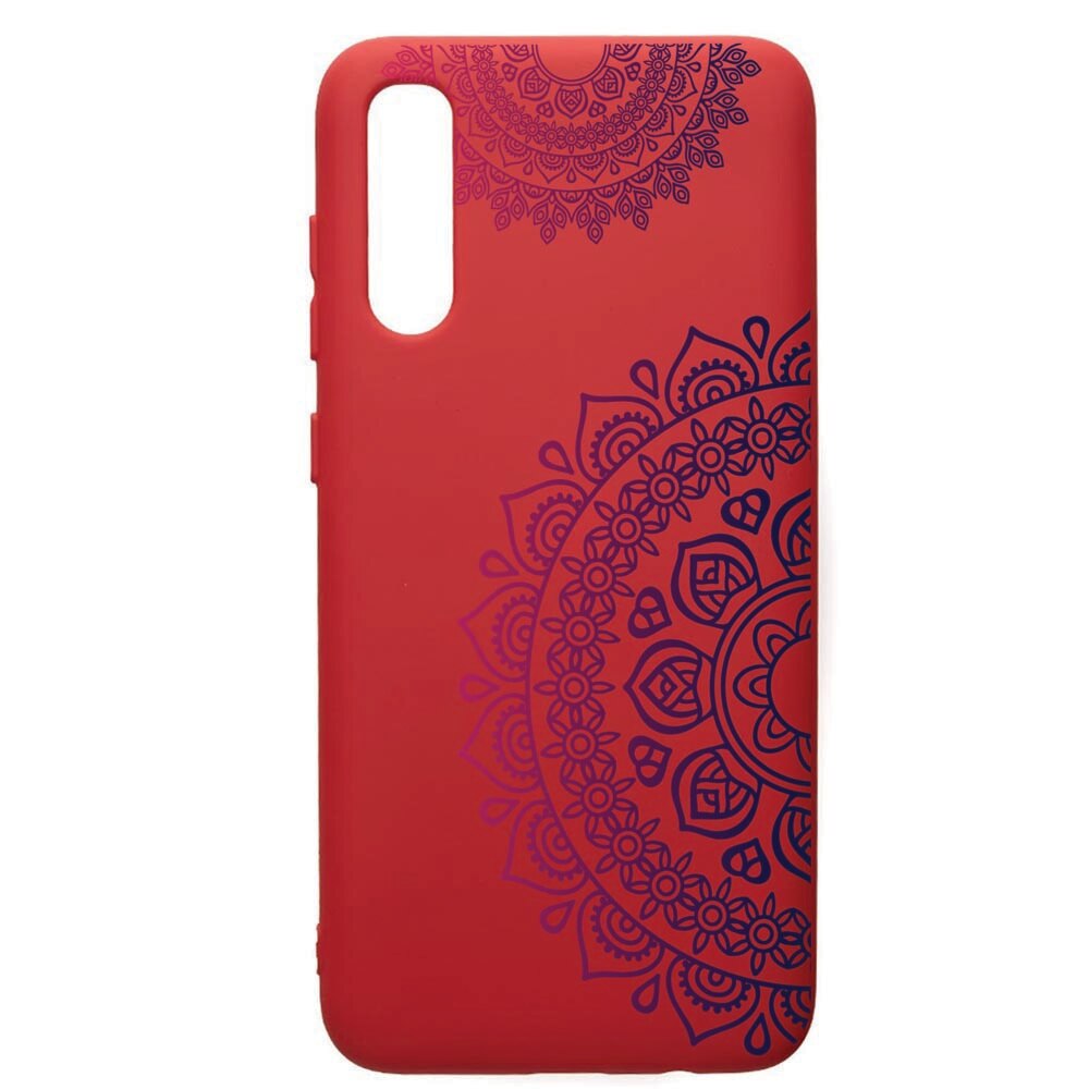 Husa de protectie Samsung Galaxy A50, Lace Color, silicon, cu interiorul din material textil, protectie camera, Red, PR63